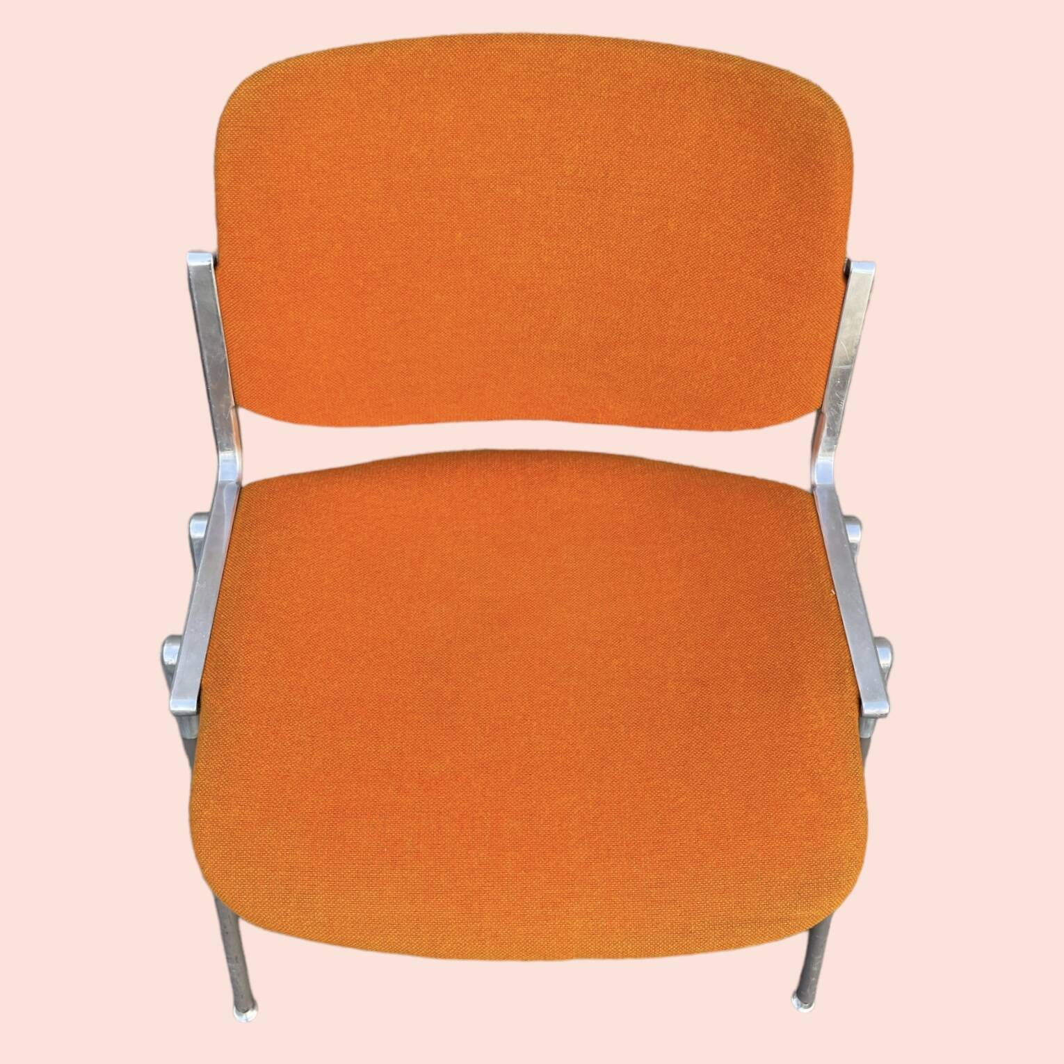 Set of 4 orange DSC 106 chairs Giancarlo Piretti for Castelli