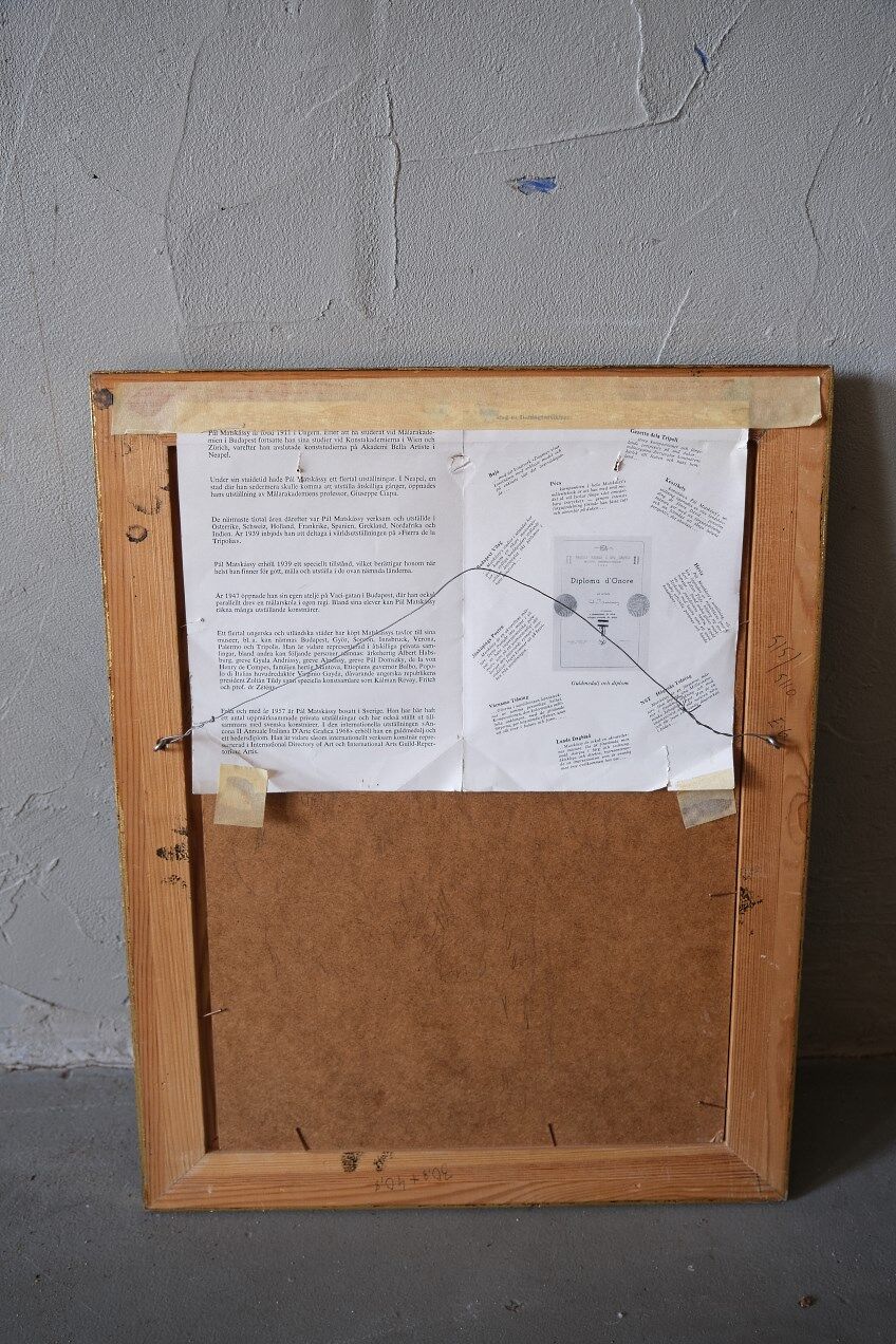 Pal matskassy, hungarian modern painting, 1960s, oil on panel, framed