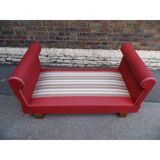Meridienne vintage bench seat years 50 60 skai Red