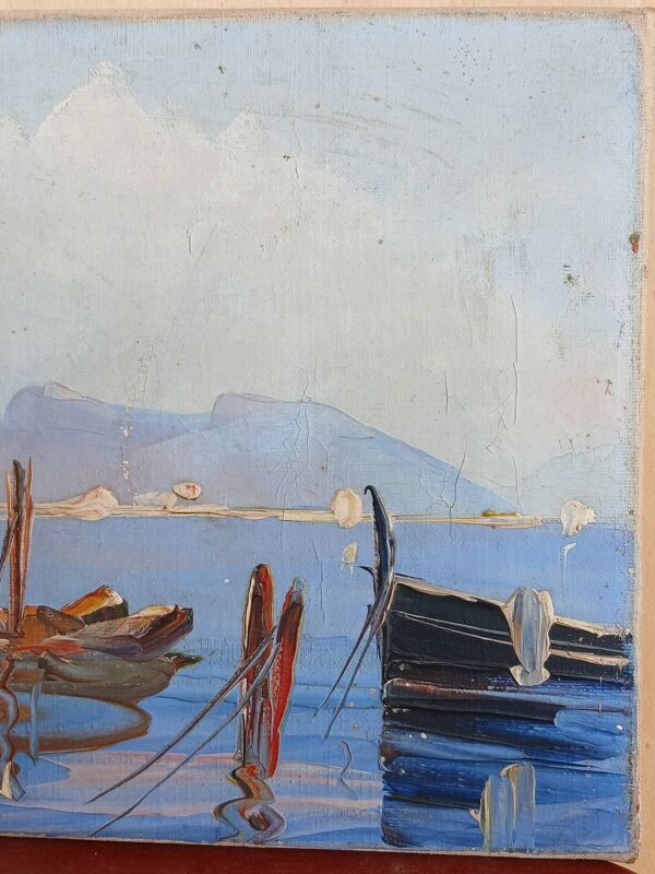 Peinture port de pêche Méditerranéen