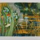 Paul Collomb : Les iris bleues, lithographie originale signée