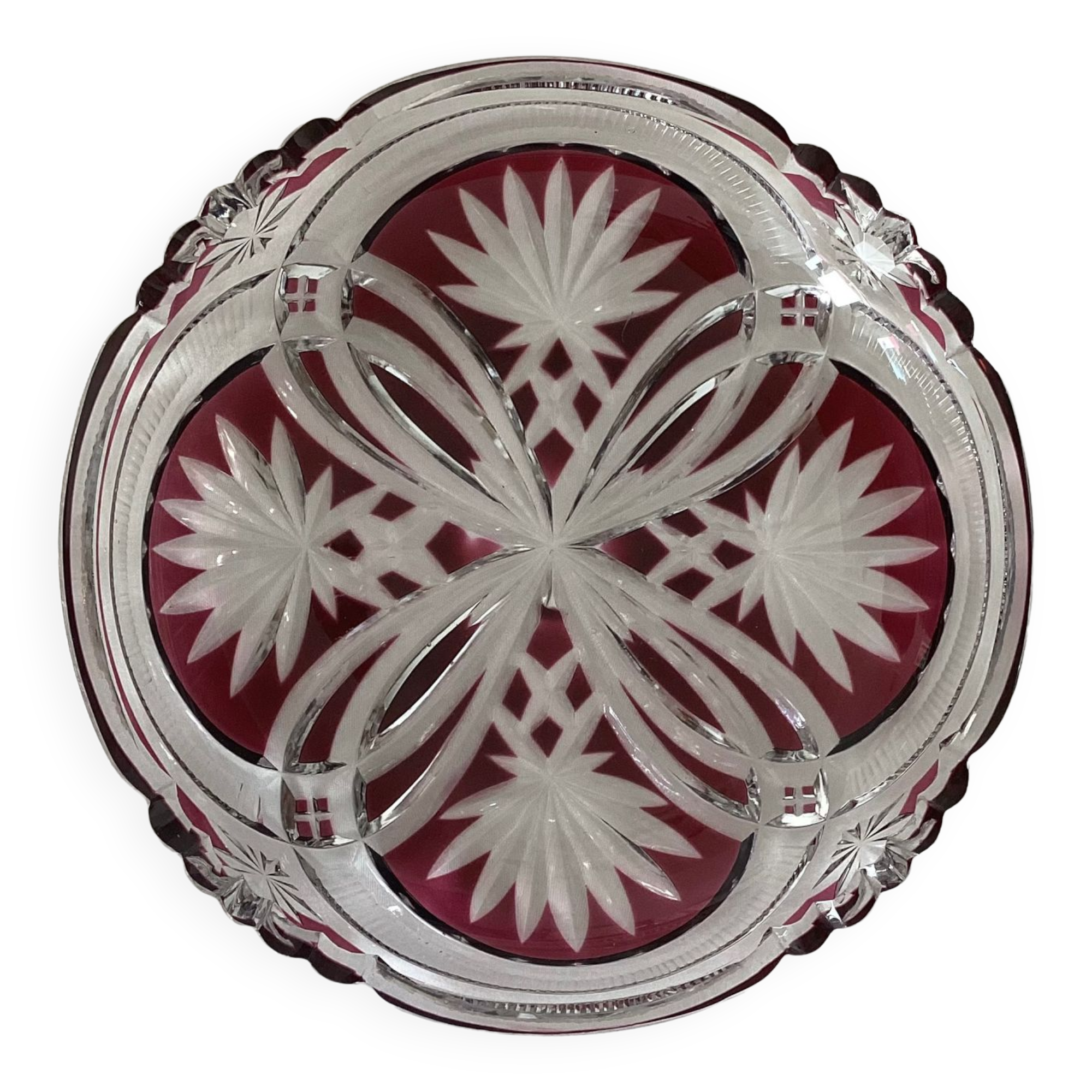Empty pocket, red cut crystal bowl