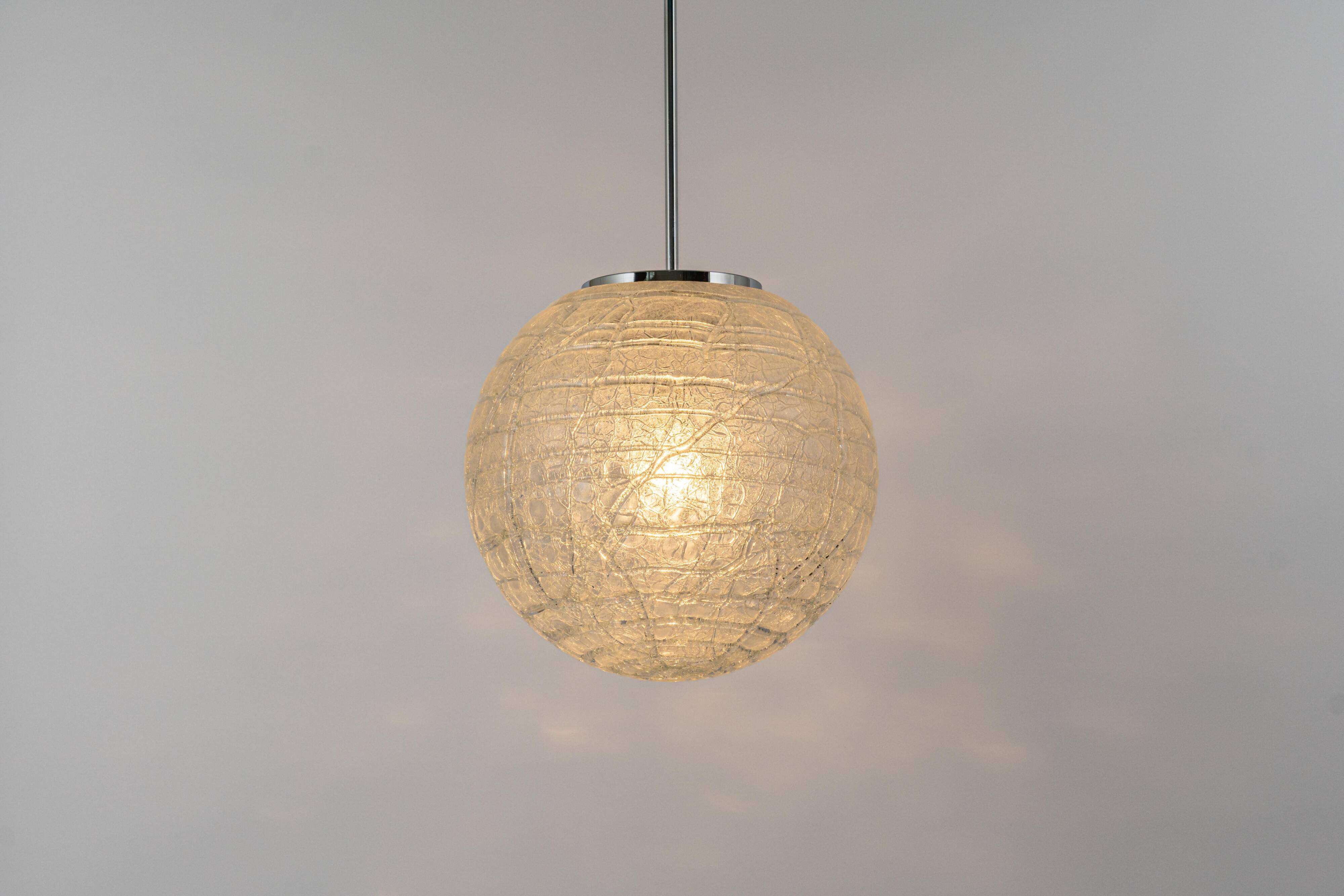 Large Murano ball pendant light by Doria, Germany, 1970s.