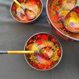 Vintage fruit salad service with their complete new ussr made spoon
