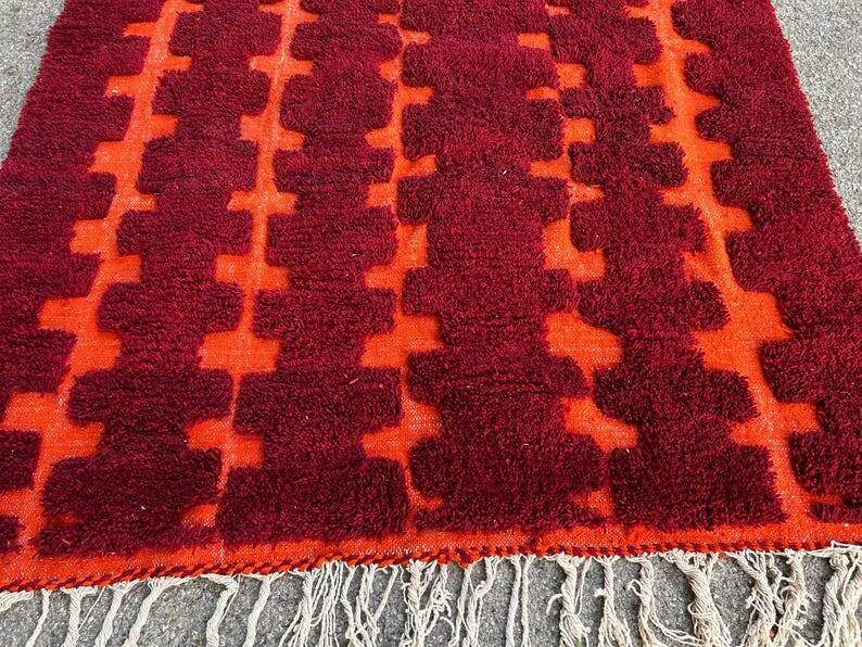 Moroccan Berber Beni Ourain Custom Red Rug 250/150cm
