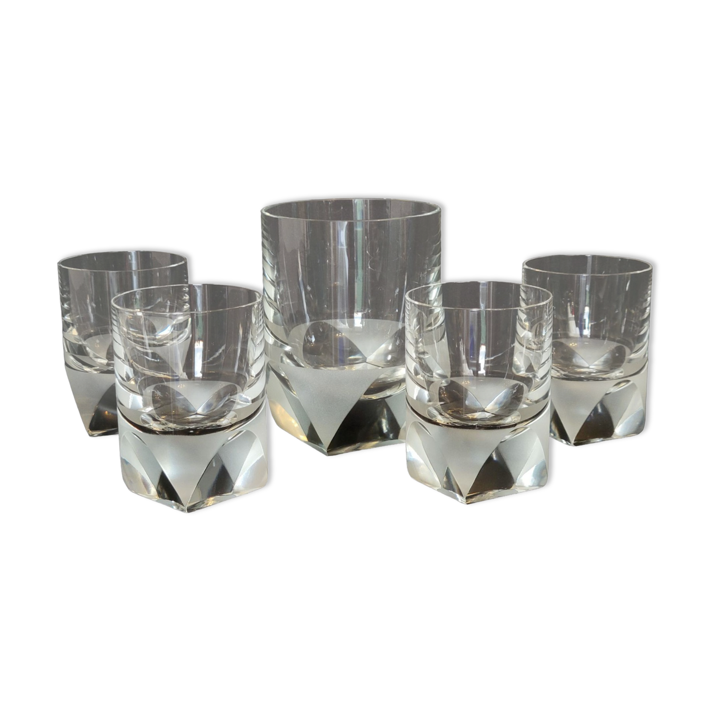 4 Rosenthal crystal whisky glasses + ice bucket + 2 shot glasses