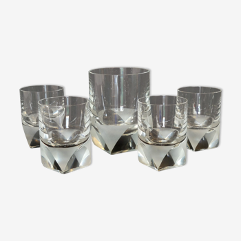 4 verres à whisky en cristal Rosenthal avec seau à glaçons + 2 verres à liqueur