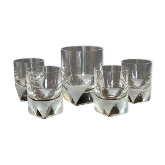 4 verres à whisky en cristal Rosenthal avec seau à glaçons + 2 verres à liqueur