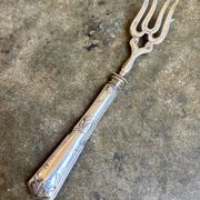Dessert fork, service cutlery in silver engraved "CR"