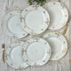 6 flat plates porcelain Limoges golden white