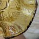 Small amber yellow glass pocket basket Portieux France