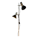 Vintage black mid-century floor lamp with two aluminium spots