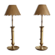 Pair of brass candlesticks lamps