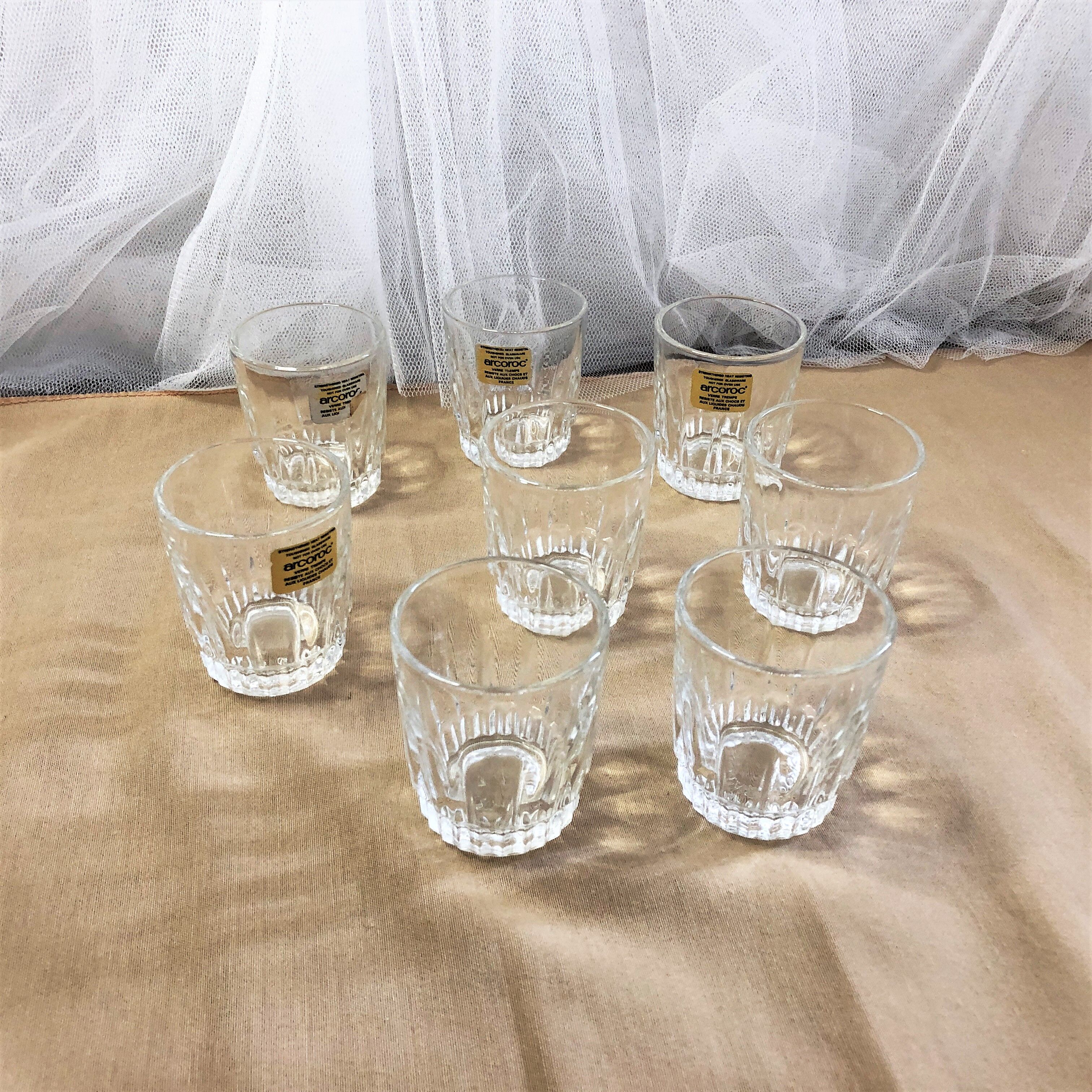 Set of 8 cut glass shot glasses France Arcoroc