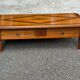 Table basse coloniale en bois massif avec 2 tiroirs