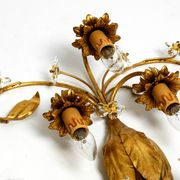 Pair of gold plated Italian 1980's floral Regency Murano glass sconces