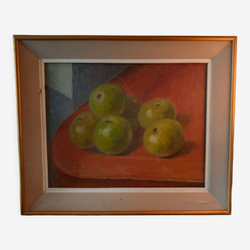 Old painting still life with apples