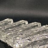 Set of 12 molded glass or crystal knife rests with diamond point decor