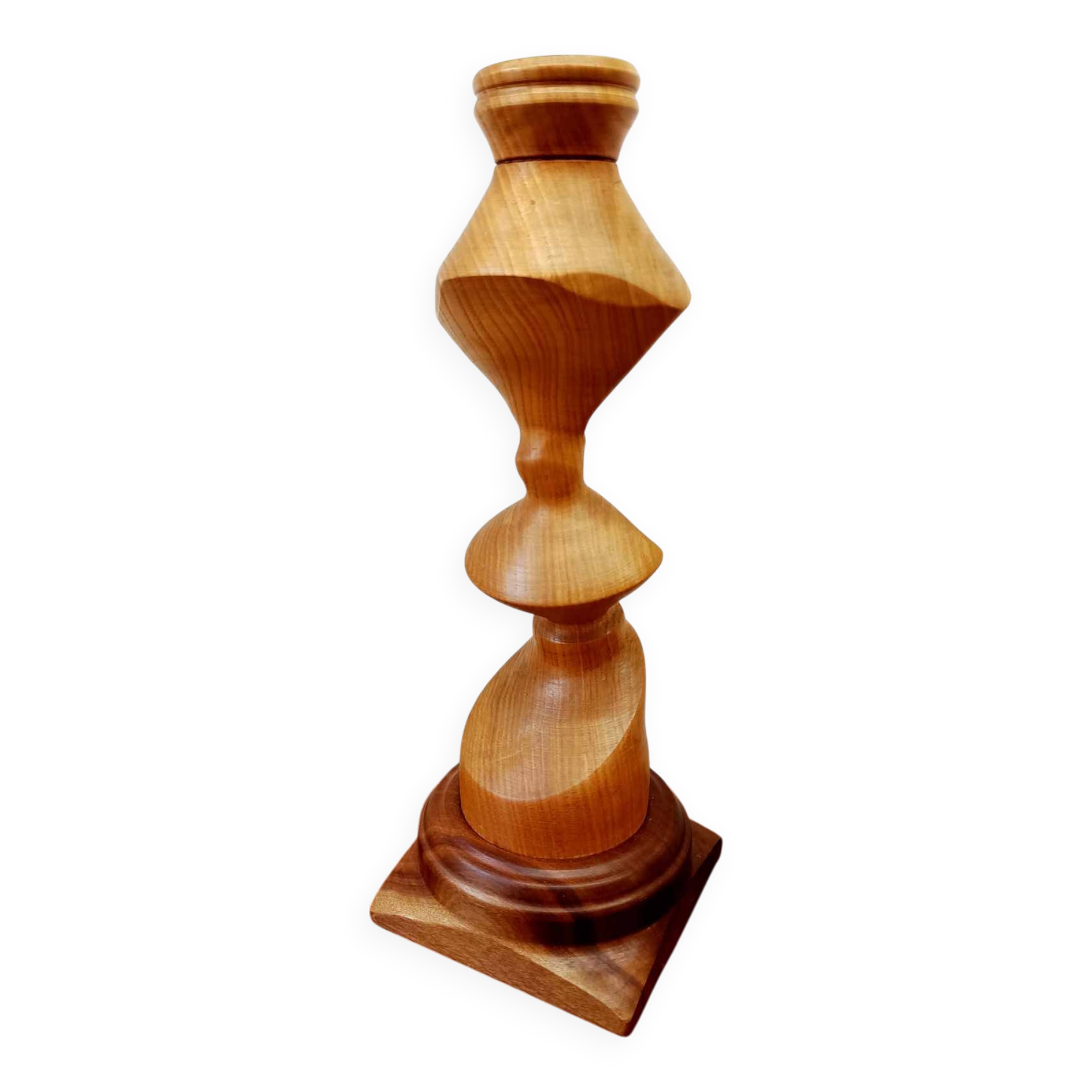 Scandinavian wooden totem candle holder
