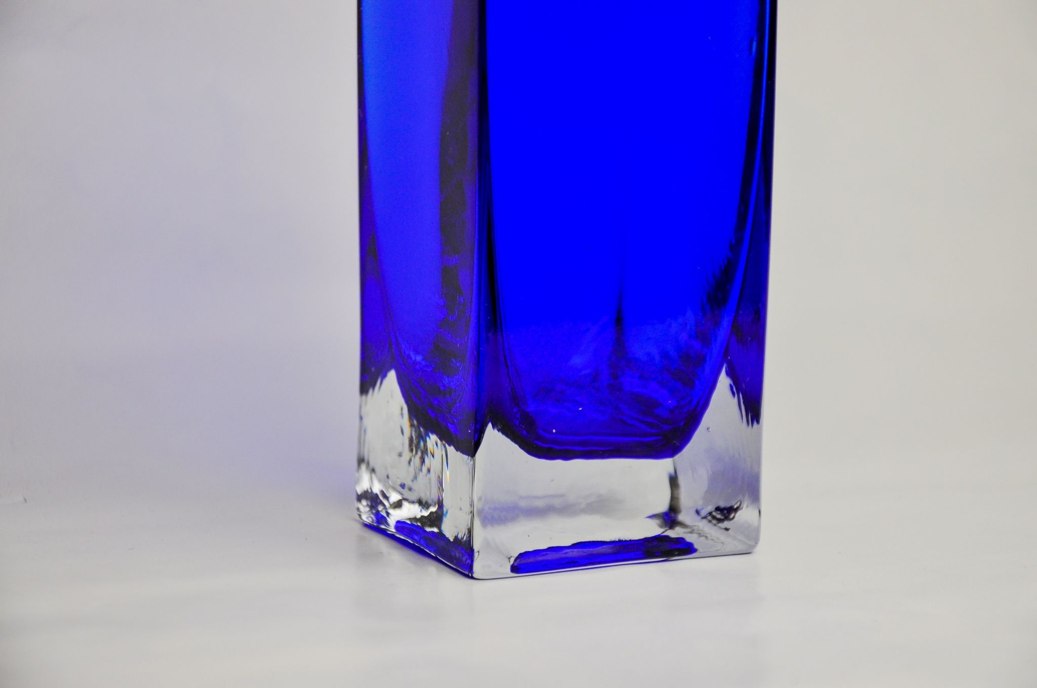 Vase sommerso by Petr hora, blue glass, Czech Republic, 1970