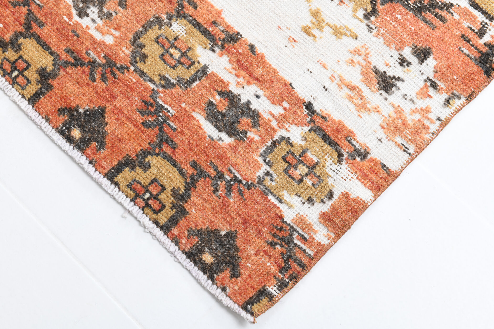 Geometric pattern turkish runner rug 350x85cm