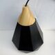 Two pendant lamps design black iron and light wood