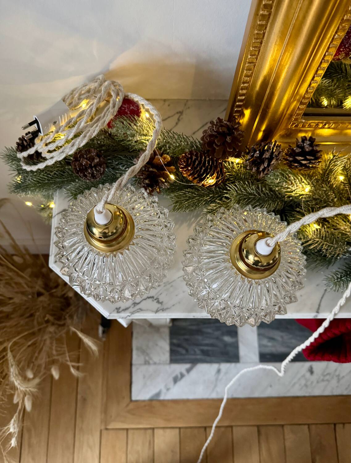 Pair of cut glass lanterns