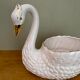 Cache pot cygne vintage en céramique blanche et dorée