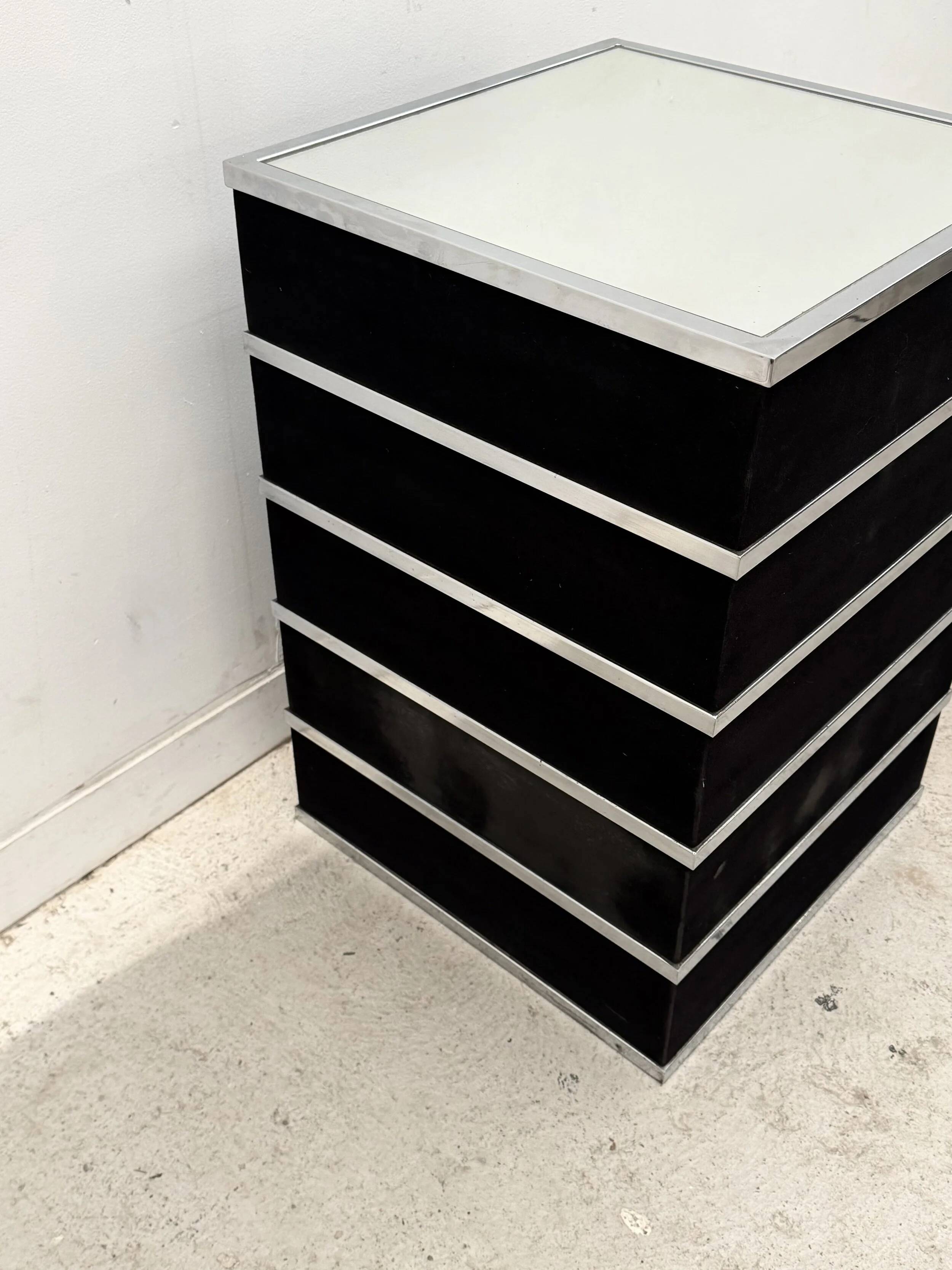 Mirror column, chrome and nubuck, 1970