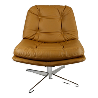 Camel brown natural leather swivel chair design in denmark