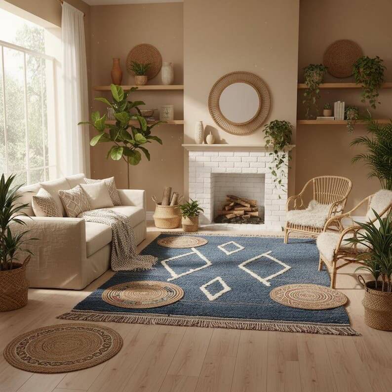 Traditional handmade Berber rug, size 140 x 260 cm