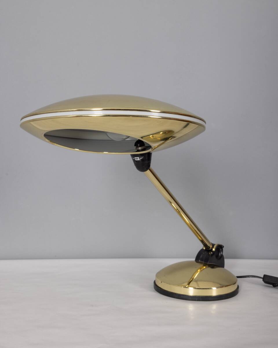 Vintage golden table lamp from the 60s ufo model aluminor design