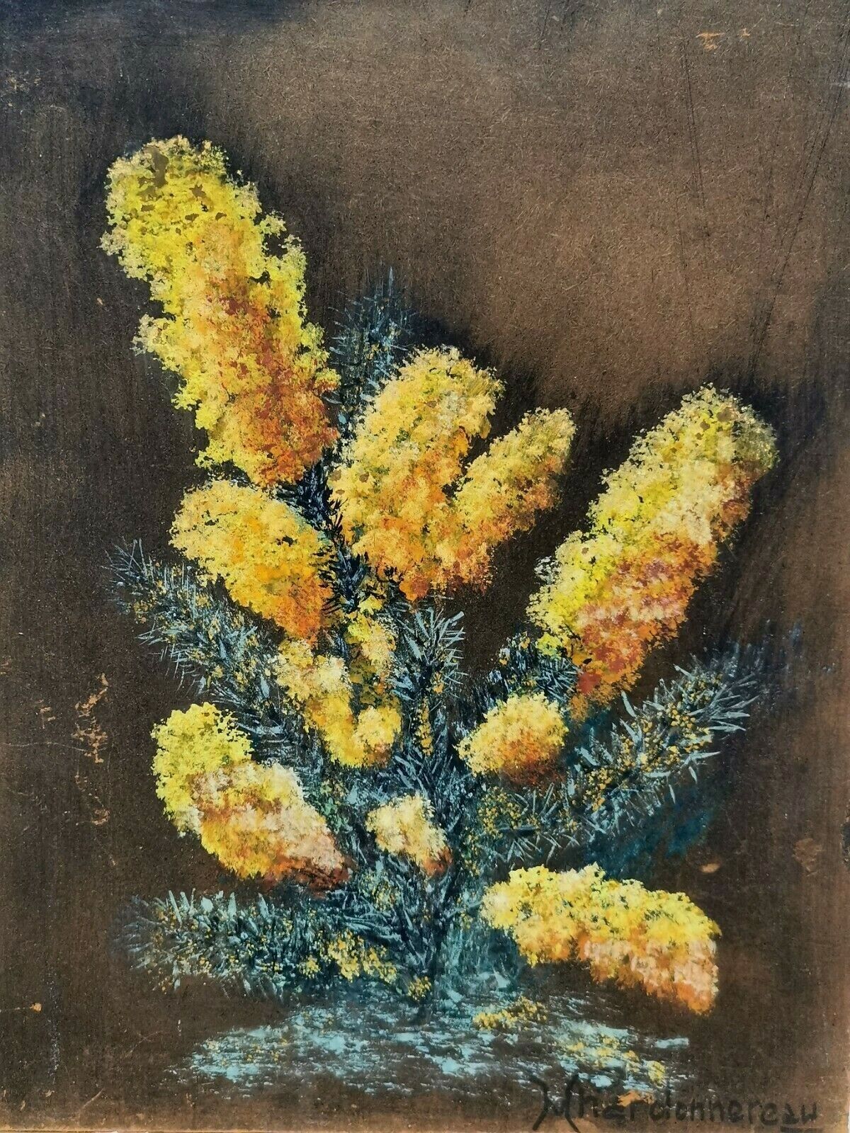 Painting, Oil signed Mhardonnereau 1968. Flowers