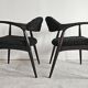 Pair of Mid Century Modern armchairs in astrakhan leather.