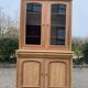 Louis Philippe 2-body sideboard renovated in raw wood with 2 glass doors