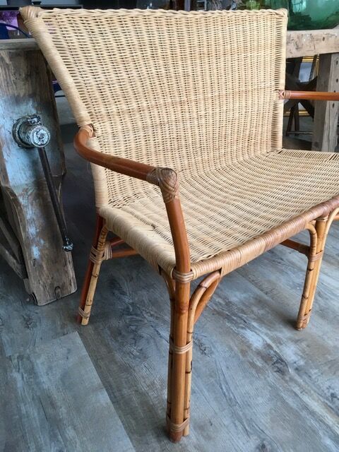 Vintage rattan armchair bench