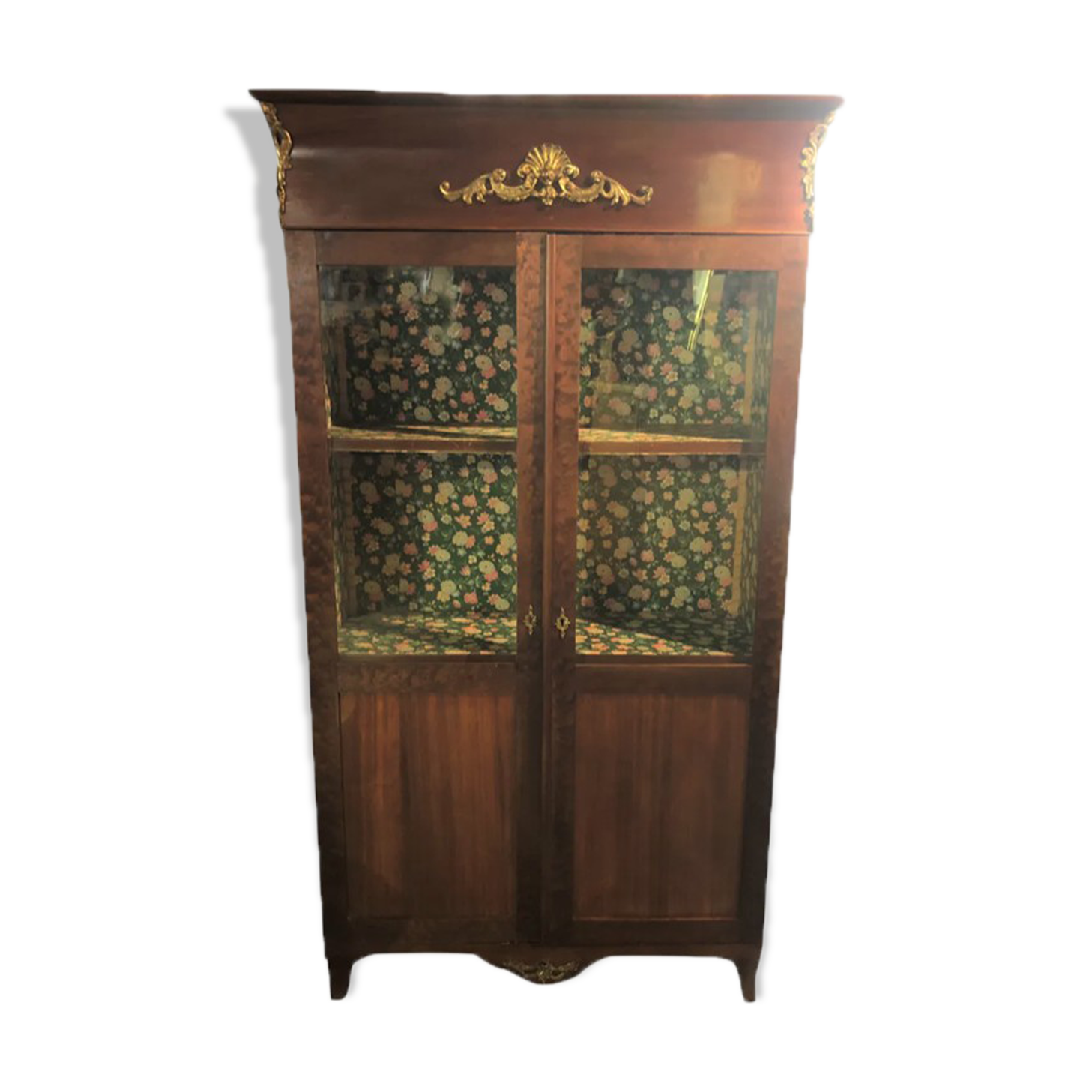 Showcase library 2 doors in mahogany of cuba 19 th Ornaments in bronze