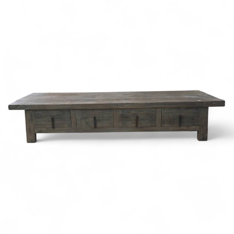 Vintage Elm Wood 4 Drawer Coffee Table