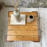 Square pine coffee table from the 70s revival