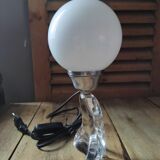Lampe de bureau chevet originale Base cristal Globe opaline ancien