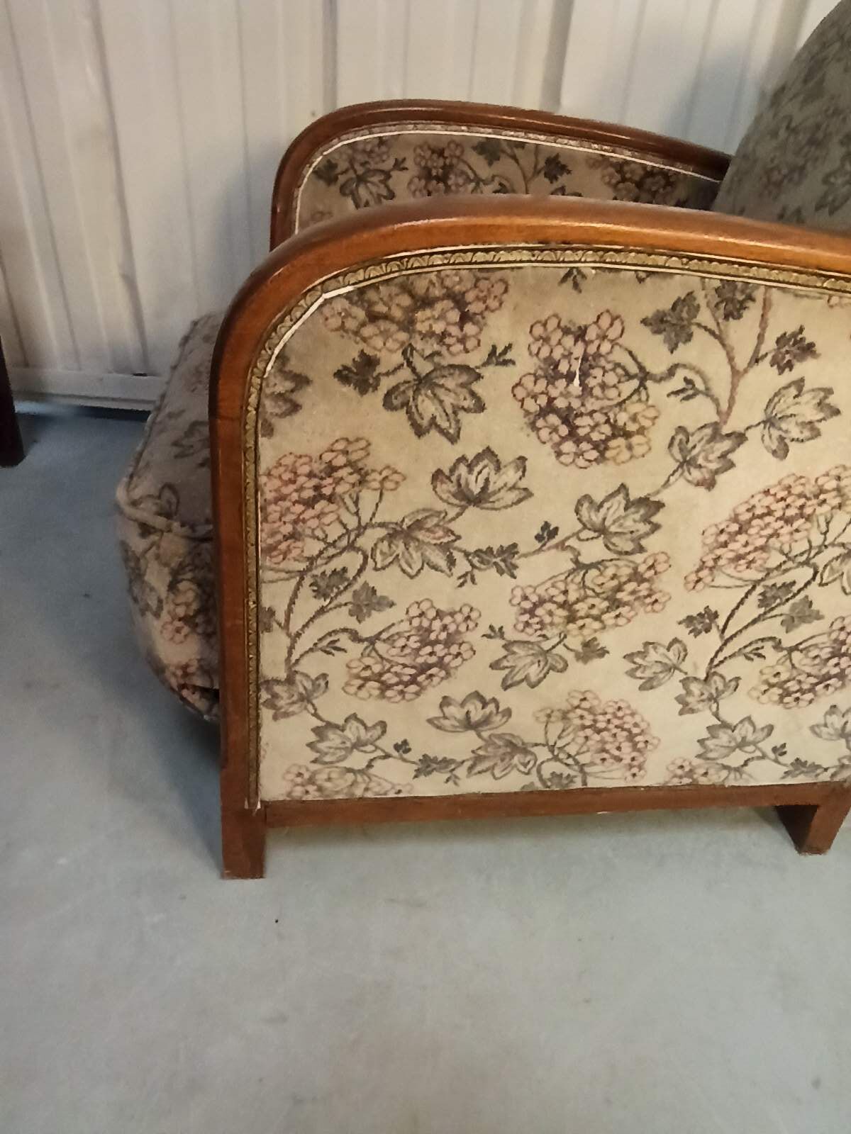 Art Deco armchair with system - original floral velvet fabric