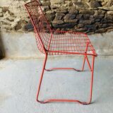 4 red design chairs