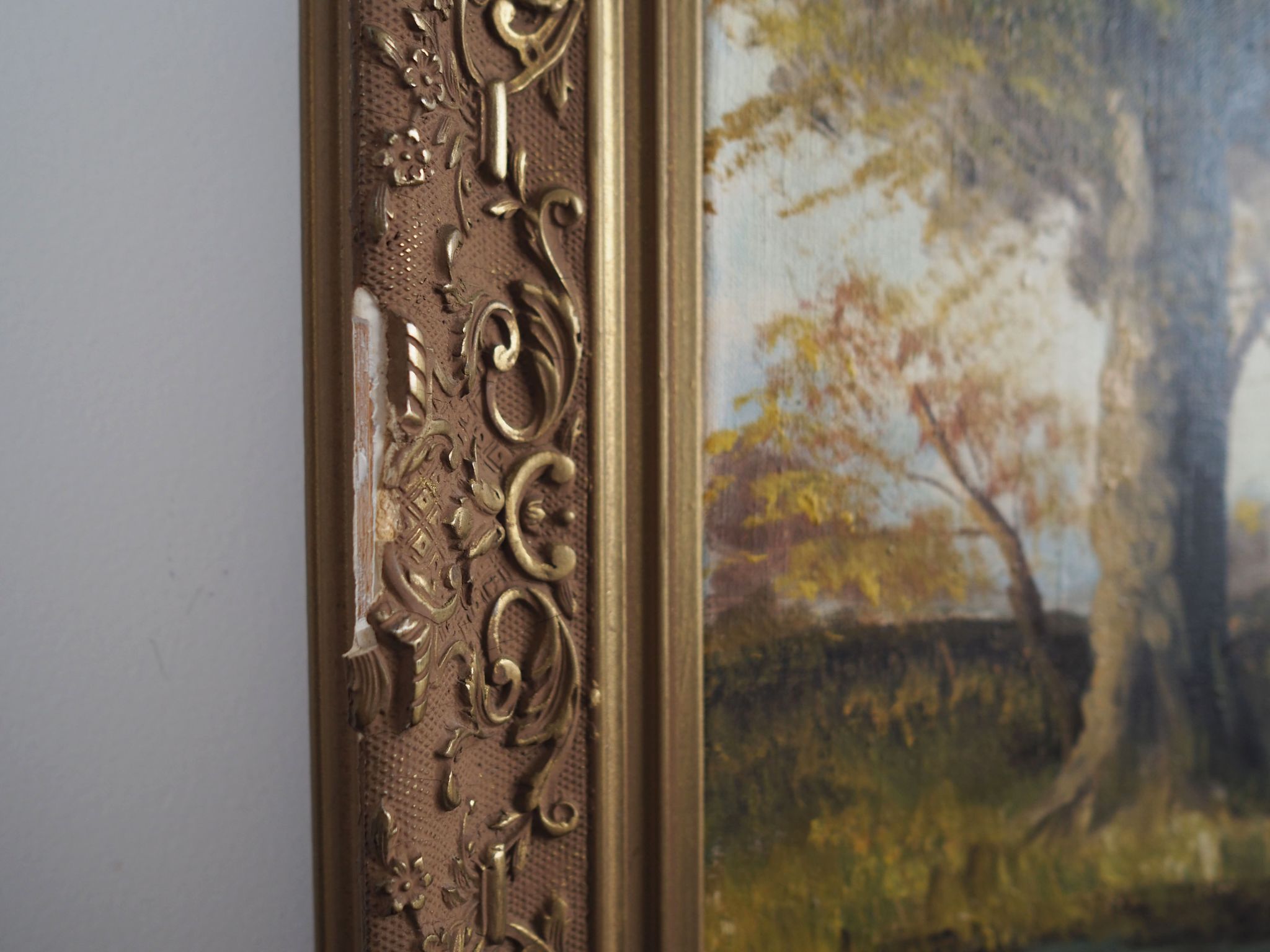 Peinture « The Road by the Pond », design scandinave, années 1970