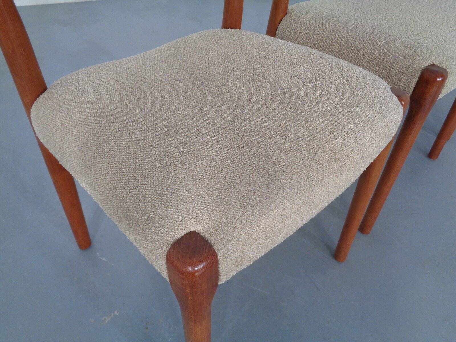 Danish Solid Teak Dining Chairs, 1960s, Set of 4