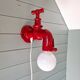Red ceramic faucet wall light, 70s