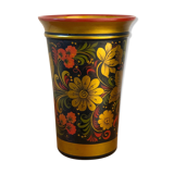 Khokhloma painted Russian wooden vase