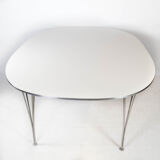 Super Ellipse dining table with white laminate by Piet Hein and Arne Jacobsen