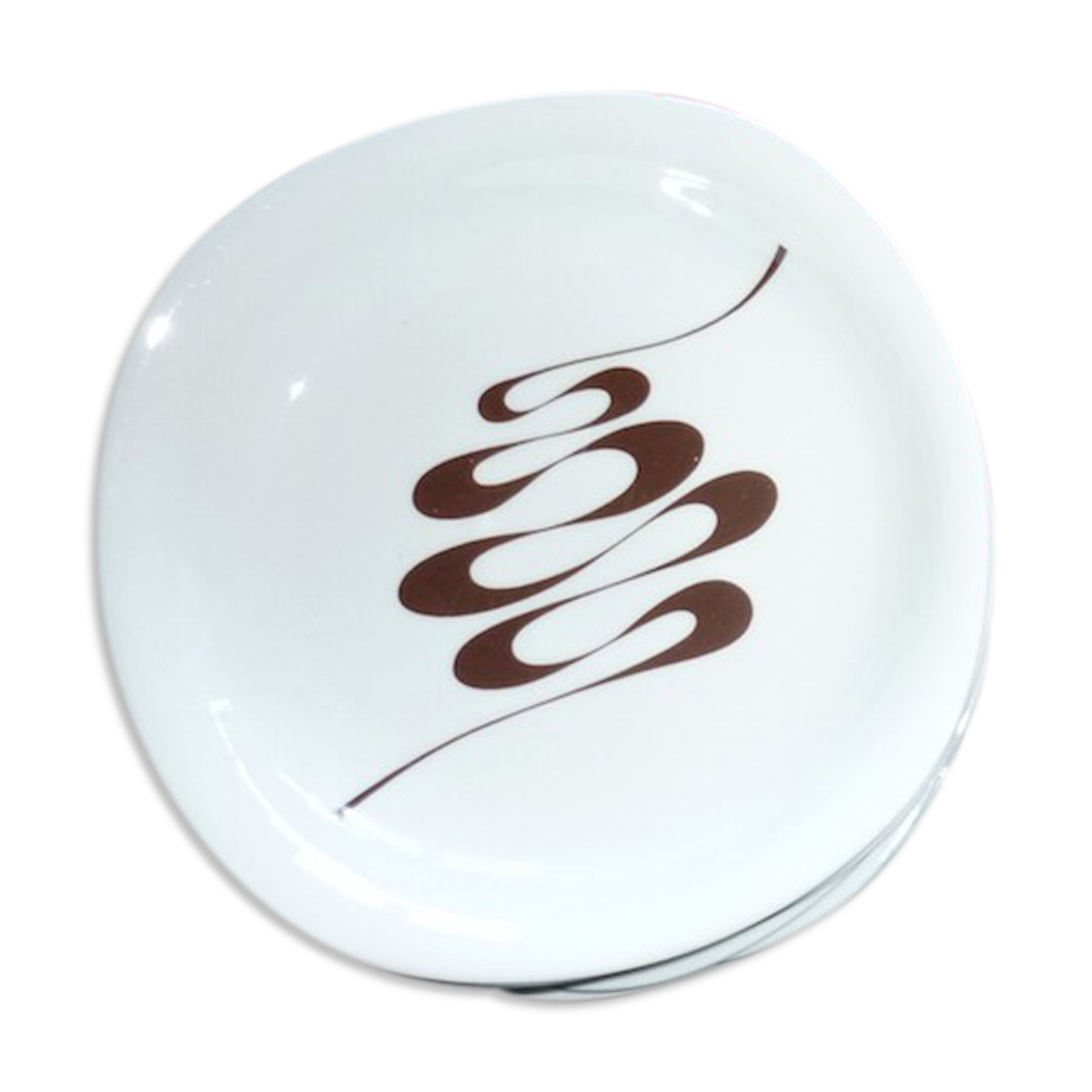 6 hollow plates of the Slalom service in porcelain 70s