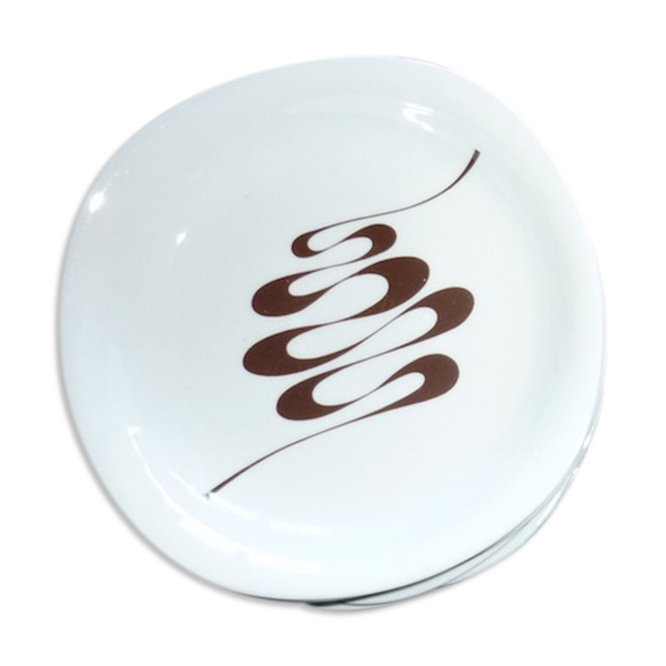 6 assiettes creuses du service Slalom en porcelaine 70s