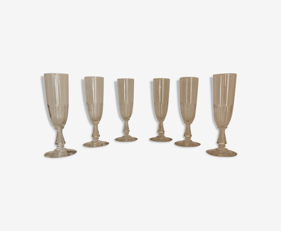 Lot de 6 flutes à champagne en cristal